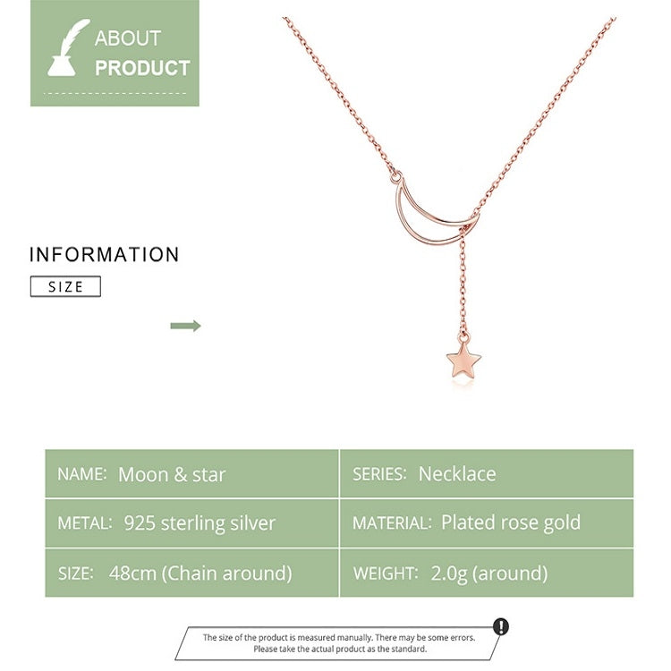 Collana Star Moon S925 in argento sterling placcato oro rosa, SCN108-C