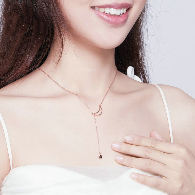 Collana Star Moon S925 in argento sterling placcato oro rosa, SCN108-C