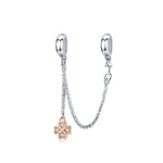 Accessori per bracciale fai da te con catena di sicurezza a trifoglio placcato platino in argento sterling S925, SCC1261