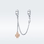 Accessori per bracciale fai da te con catena di sicurezza a trifoglio placcato platino in argento sterling S925, SCC1261