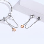 Accessori per bracciale fai da te con catena di sicurezza a trifoglio placcato platino in argento sterling S925, SCC1261
