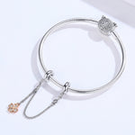 Accessori per bracciale fai da te con catena di sicurezza a trifoglio placcato platino in argento sterling S925, SCC1261