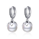 Orecchini rotondi con perline di conchiglia Orecchini semplici da donna in argento, SCE482