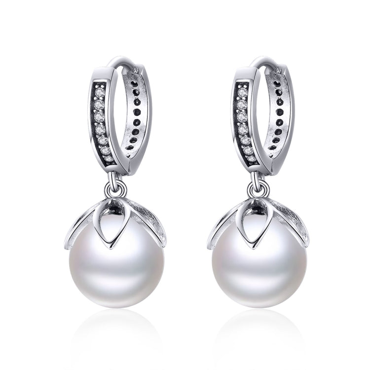 Orecchini rotondi con perline di conchiglia Orecchini semplici da donna in argento, SCE482