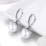 Orecchini rotondi con perline di conchiglia Orecchini semplici da donna in argento, SCE482
