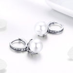 Orecchini rotondi con perline di conchiglia Orecchini semplici da donna in argento, SCE482