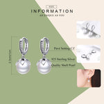 Orecchini rotondi con perline di conchiglia Orecchini semplici da donna in argento, SCE482