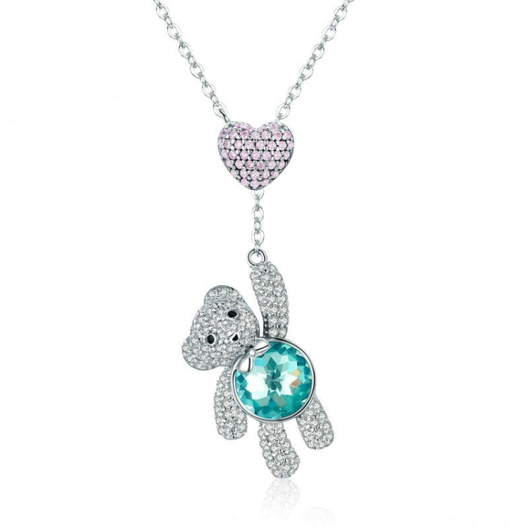 Collana argento 925 con zirconi e orsetto oro rosa