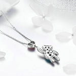 Collana con zirconi placcati oro rosa in argento sterling S925 con orsetto carino, SCN271