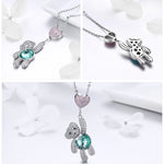 Collana con zirconi placcati oro rosa in argento sterling S925 con orsetto carino, SCN271