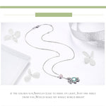 Collana con zirconi placcati oro rosa in argento sterling S925 con orsetto carino, SCN271