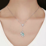 Collana con zirconi placcati oro rosa in argento sterling S925 con orsetto carino, SCN271