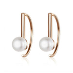 Orecchini semplici con perline di conchiglia in argento sterling S925, Rose Gold, White