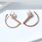 Orecchini semplici con perline di conchiglia in argento sterling S925, Rose Gold, White