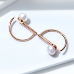 Orecchini semplici con perline di conchiglia in argento sterling S925, Rose Gold, White