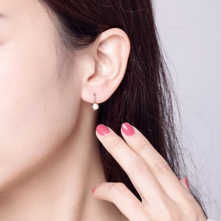 Orecchini semplici con perline di conchiglia in argento sterling S925, Rose Gold, White