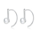 Orecchini semplici con perline di conchiglia in argento sterling S925, Rose Gold, White