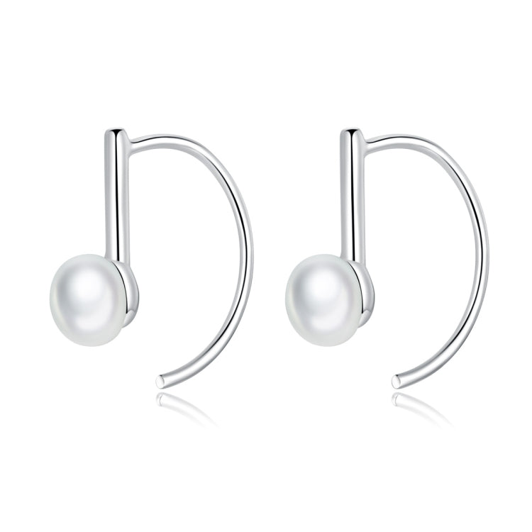 Orecchini semplici con perline di conchiglia in argento sterling S925, Rose Gold, White