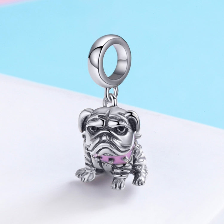 Accessorio per bracciale accessorio con ciondolo Bulldog in rilievo in argento sterling S925, SCC552