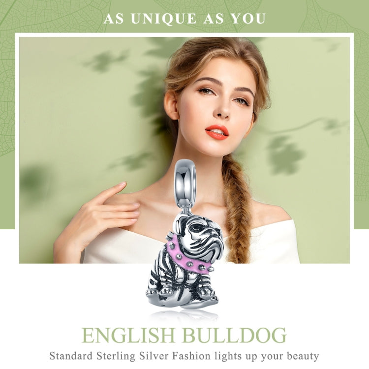 Accessorio per bracciale accessorio con ciondolo Bulldog in rilievo in argento sterling S925, SCC552