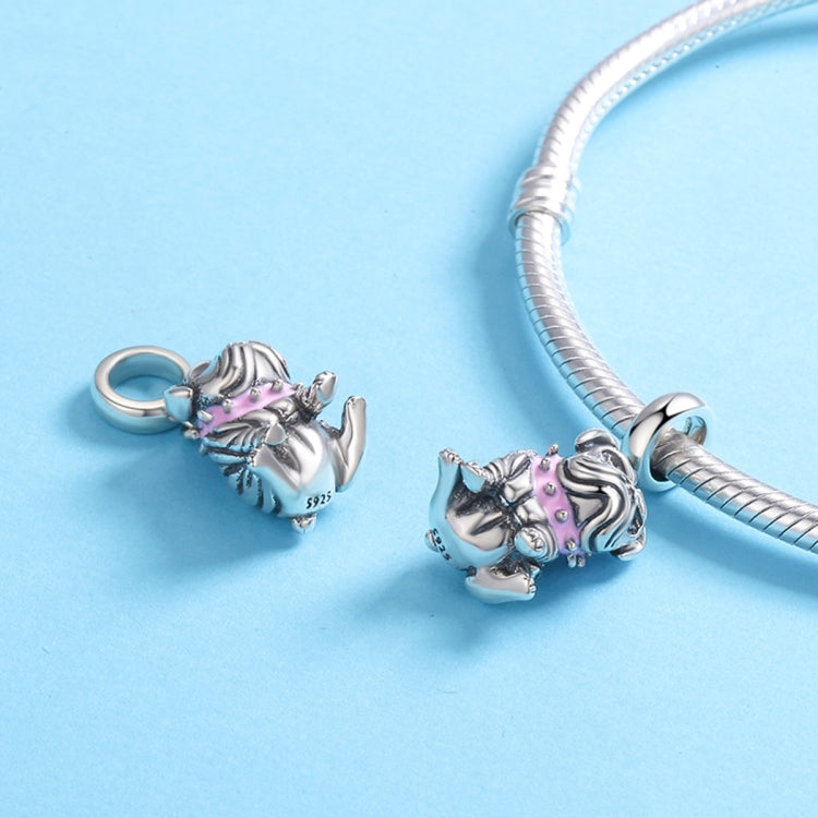 Accessorio per bracciale accessorio con ciondolo Bulldog in rilievo in argento sterling S925, SCC552