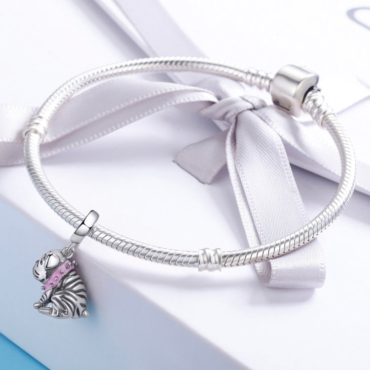 Accessorio per bracciale accessorio con ciondolo Bulldog in rilievo in argento sterling S925, SCC552