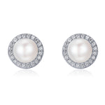 Orecchini temperamento da donna semplici con perla e diamanti Orecchini in argento sterling S925, SCE122