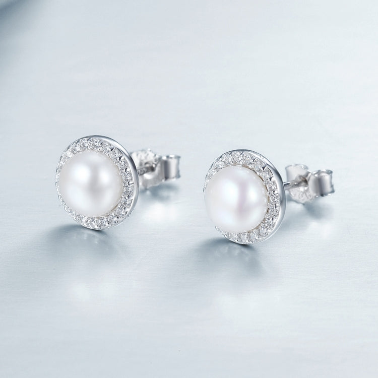 Orecchini temperamento da donna semplici con perla e diamanti Orecchini in argento sterling S925, SCE122