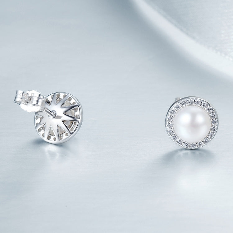 Orecchini temperamento da donna semplici con perla e diamanti Orecchini in argento sterling S925, SCE122