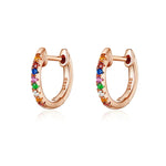 Orecchini arcobaleno in argento sterling Orecchini zirconi S925, Rose Gold, Gold, White