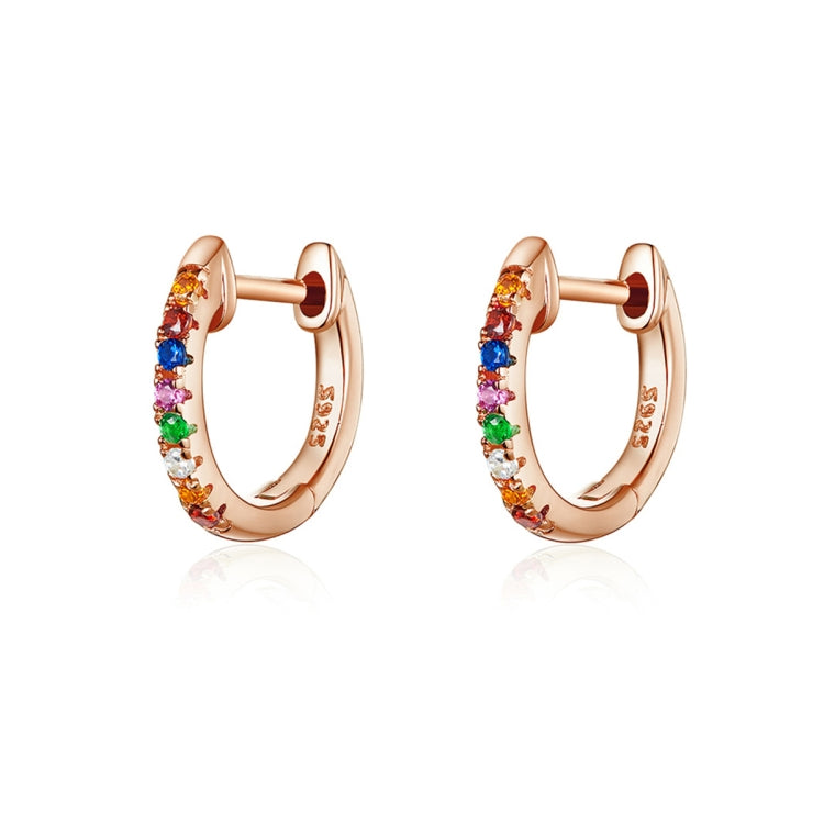 Orecchini arcobaleno in argento sterling Orecchini zirconi S925, Rose Gold, Gold, White