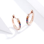 Orecchini arcobaleno in argento sterling Orecchini zirconi S925, Rose Gold, Gold, White