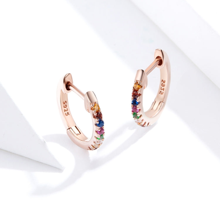 Orecchini arcobaleno in argento sterling Orecchini zirconi S925, Rose Gold, Gold, White