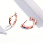 Orecchini arcobaleno in argento sterling Orecchini zirconi S925, Rose Gold, Gold, White