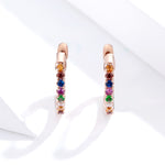 Orecchini arcobaleno in argento sterling Orecchini zirconi S925, Rose Gold, Gold, White