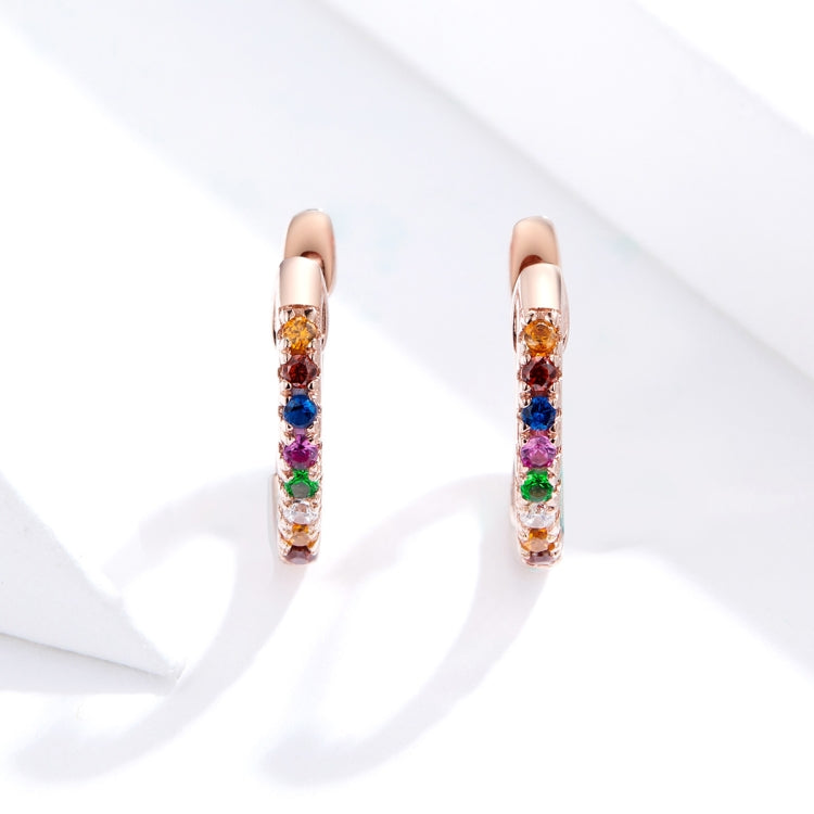 Orecchini arcobaleno in argento sterling Orecchini zirconi S925, Rose Gold, Gold, White