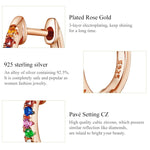 Orecchini arcobaleno in argento sterling Orecchini zirconi S925, Rose Gold, Gold, White