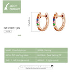 Orecchini arcobaleno in argento sterling Orecchini zirconi S925, Rose Gold, Gold, White