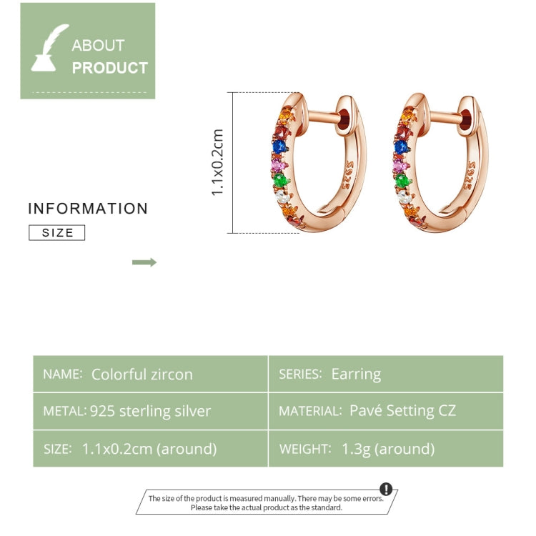 Orecchini arcobaleno in argento sterling Orecchini zirconi S925, Rose Gold, Gold, White