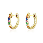 Orecchini arcobaleno in argento sterling Orecchini zirconi S925, Rose Gold, Gold, White