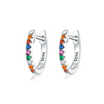 Orecchini arcobaleno in argento sterling Orecchini zirconi S925, Rose Gold, Gold, White