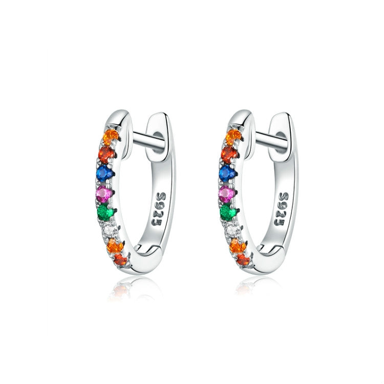 Orecchini arcobaleno in argento sterling Orecchini zirconi S925, Rose Gold, Gold, White