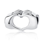 Perline braccialetto fai-da-te che si tengono per mano Perline in argento sterling S925 cuore a cuore, SCC125