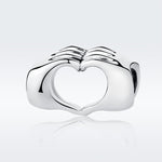 Perline braccialetto fai-da-te che si tengono per mano Perline in argento sterling S925 cuore a cuore, SCC125