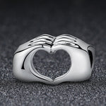 Perline braccialetto fai-da-te che si tengono per mano Perline in argento sterling S925 cuore a cuore, SCC125