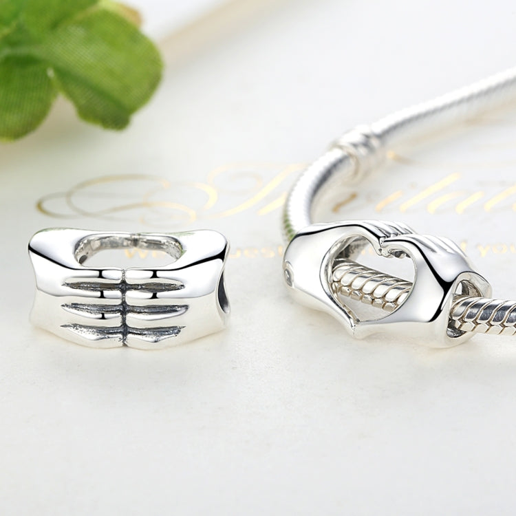 Perline braccialetto fai-da-te che si tengono per mano Perline in argento sterling S925 cuore a cuore, SCC125