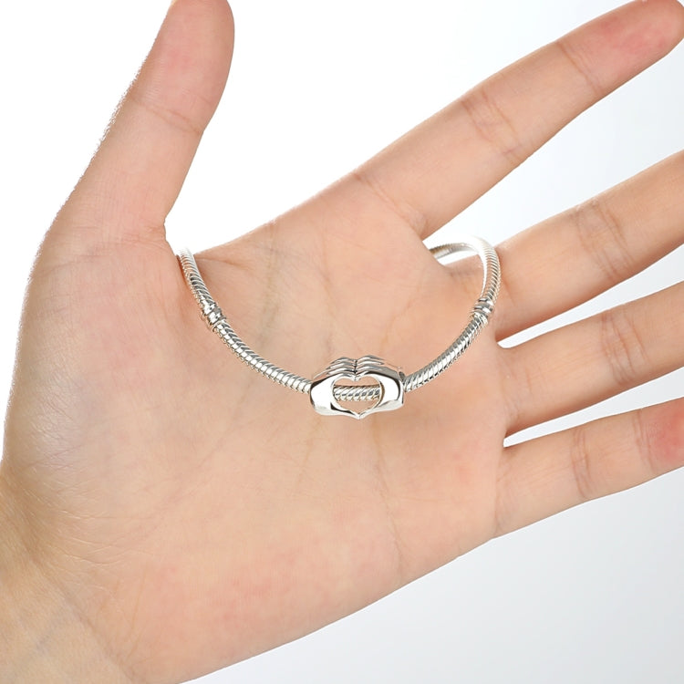 Perline braccialetto fai-da-te che si tengono per mano Perline in argento sterling S925 cuore a cuore, SCC125