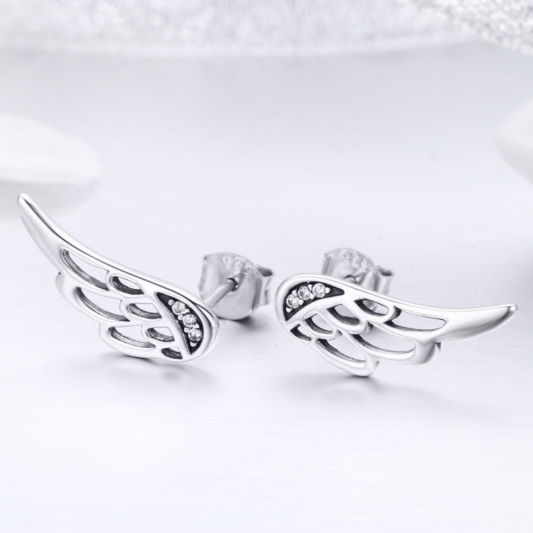 Orecchini ad ala in argento sterling Semplici orecchini a bottone in argento S925, Silver, Rose Gold