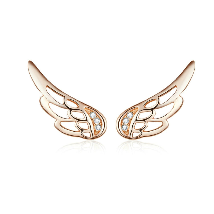 Orecchini ad ala in argento sterling Semplici orecchini a bottone in argento S925, Silver, Rose Gold