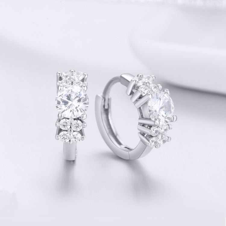 Orecchini in argento sterling con zirconi Orecchini temperamento semplice S925, Silver, Rose Gold, Gold